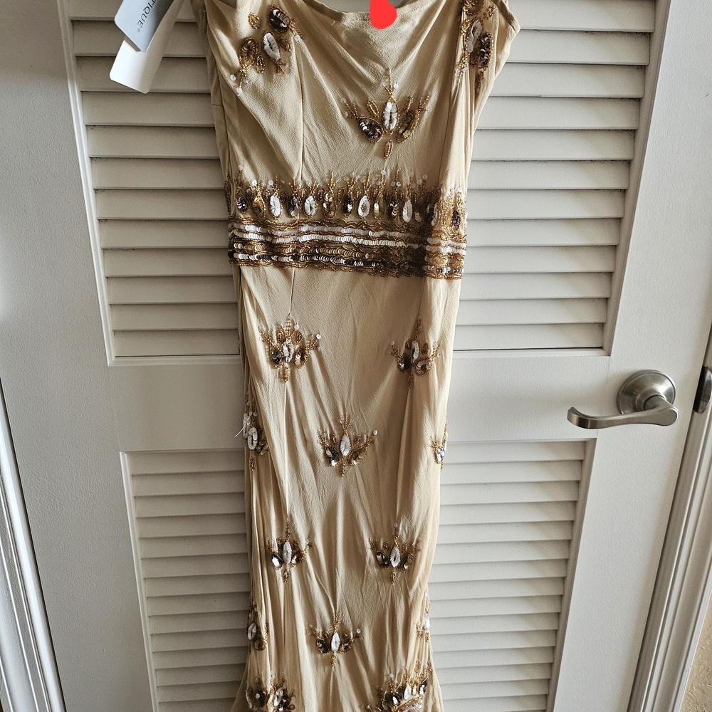 Adrianna Papell Gold Embellished Maxi Dress